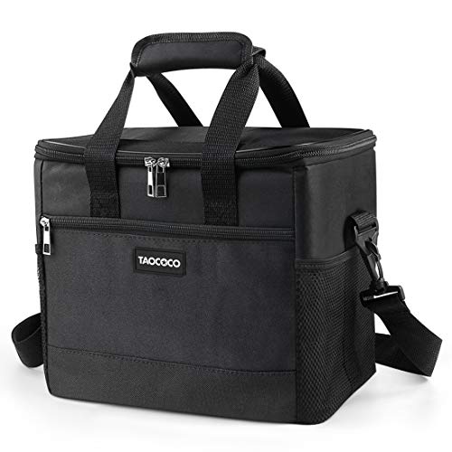 TAOCOCO Kühltasche Picknicktasche 35L faltbar Eistasche Mittagessen Isoliertasche Lunchtasche für Büro Camping, Beach Auto Outdoor Reisen (Schwarz)