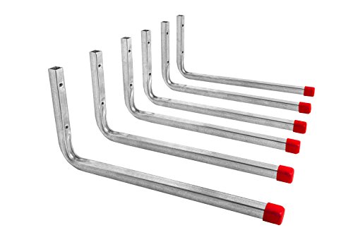 Gedotec Gerätehalter Metall Wandhaken Werkstatt Regal-Montagehaken Garage - LINE | Metall verzinkt | Länge 350 mm | Geräte-Haken L-Form zum Schrauben | 6 Stück - Garagenhaken Set für die Wand-Montage