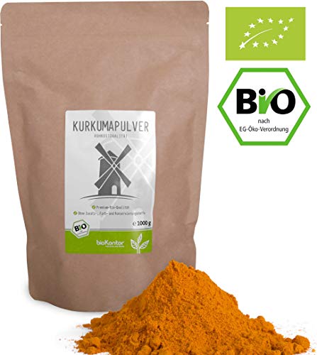 BIO Kurkuma Pulver gemahlen | Kurkumapulver - Curcuma - Curcumin | 100% naturrein | Rohkostqualität | aus Indien von bioKontor 1000g / 1 kg