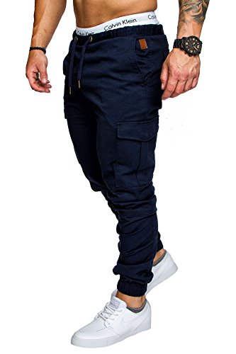 Amaci&Sons Jogger Cargo Herren Chino Jeans Hose 7001 Navyblau W34