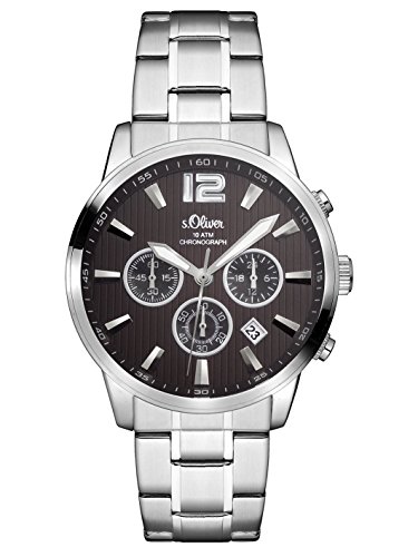 s.Oliver Herren Chronograph Quarz Uhr mit Edelstahl Armband SO-3173-MC