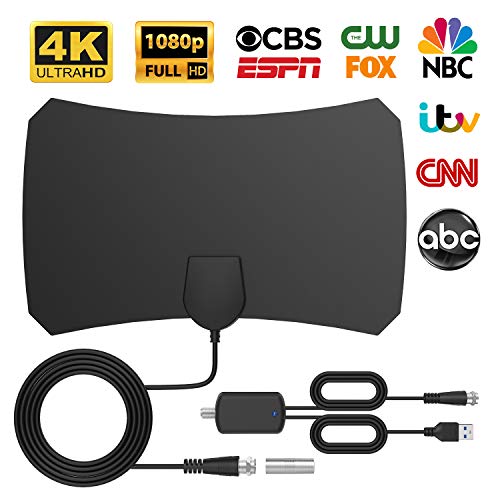 Bqeel TV Antenne HDTV-Verstärker Digitale HDTV-Antenne, Superflache TV Antenne für DVB-T/DVB-T2/DTMB /ATSC/ DMB-T/ ISDB-T/ unterstützt 4K/ HD /1080P/ freie Kanäle usw.