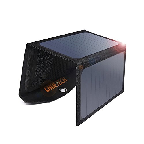 CHOETECH Solar Ladegerät 19W Regenbestädiges & Faltbares Solarpanel Outdoor Charger mit 2 USB-Ports Kompatibel mit Allen Handys, iPad, Kamera, Tablet, Bluetooth Lautsprecher usw.