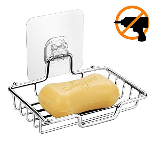 Wangel Seifenschale Seifenhalter ohne Bohren, transparent Klebestreifen Pads, Edelstahl, Poliertes Finish