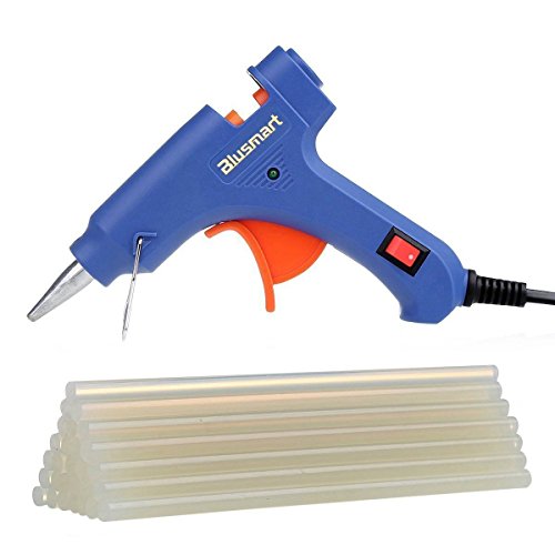 Blusmart Mini Heißkleberpistole mit 25 Kleber-Sticks, Hohe Temperatur, Abzug flexibel für kleine Projekte zum Basteln und verpacken sowie kleine Reparaturen zu Hause und im Büro (20 Watt, blau)