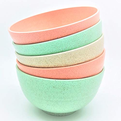 Bio Müslischalen/Salatschale Groß 5er Set aus umweltfreundlichem Material | Füllmenge 800ml | Neu 2019 | Bunt Kinder | leicht und unzerbrechlich | Spülmaschinen- Mikrowellentauglich