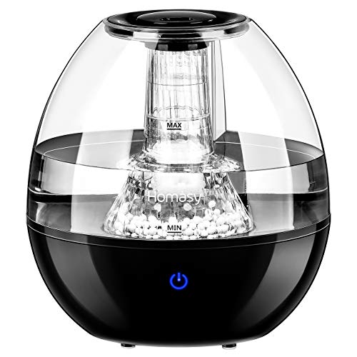 Luftbefeuchter, Homasy Ultraschall-Luftbefeuchter mit Anti-bakterieller Funktion, Ultra Leise(28dB) Top-Füllung Raumbefeuchte, 24 Stunden Betriebszeit, One-Touch-Steuerung Humidifier für schlafzimmer