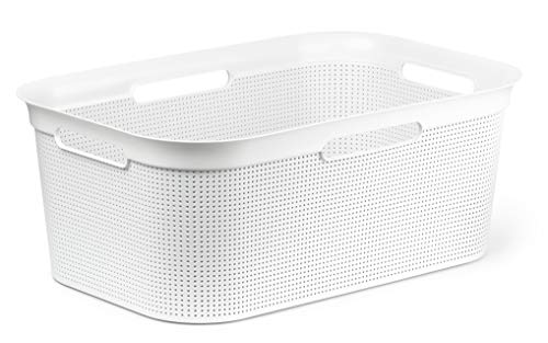 Rotho Brisen Wäschekorb 40 l, Kunststoff (PP), weiss 40 Liter (60 x 40 x 23,2 cm)