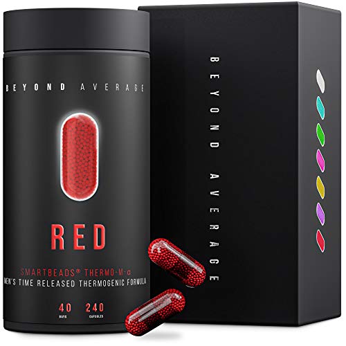 Beyond Average RED | Time-Released 24h* Fatburner für Männer | 240 Smartbeads  Thermo-M-Alpha Kapseln | Laborgeprüft | Entwickelt u. Hergestellt in Deutschland | Die neue Supplement-Generation