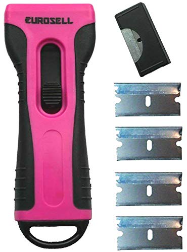 CERANFELDSCHABER Premium Glas/Ceran/Induktion Kochfeld Schaber Reiniger Ergonomischer Ceranschaber Kochfeldschaber (Pink)