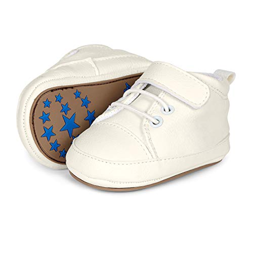 Sterntaler Unisex Baby-Krabbelschuhe mit Klettverschluss, Schnürbänder und rutschfesten Sohlen, Alter: 12-18 Monate, Größe: 20, Farbe: Weiß, Art.-Nr.: 2301623
