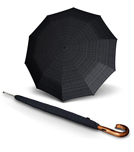 Knirps Stockschirm S.770 Long Automatic Men´s Prints Grau, 111 cm, Men's Prints Check (Schwarz)