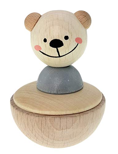 Hess Holzspielzeug 15714 - Stehaufmännchen aus Holz, Bär nature, ab 1 Jahr, ca. 8 x 5 x 5 cm, Geschenk zur Taufe oder zum Geburtstag
