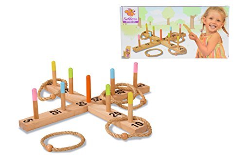 Eichhorn 4505 - Outdoor Ringwurfspiel aus Holz - 50 x 50 cm mit 5 Wurfringen