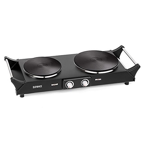 Duronic HP2BK Doppelkochplatte | Kochplatte | Herdplatte | Kochfeld aus Edelstahl | Camping, 2500 Watt
