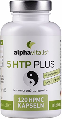 5 HTP PLUS - 200mg echtes 5-Hydroxytryptophan + L-Tryptophan + Acetyl-L-Carnitin + Vitamin B Komplex - ohne Magnesiumstearat - vegan- 120 Kapseln - Einführungspreis