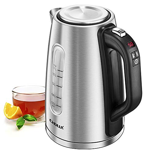 CHULUX Wasserkocher, Temperatureinstellung, Warmhaltefunktion, herausnehmbar Kalkfilter, Edelstahl, 1,7L, LED Beleuchtung, Automatische Abschaltung, BPA-frei 2200W