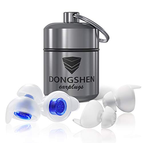 DONGSHEN Schlafen Gehörschutz Ohrstöpsel zum Schlafenund gegen Schnarchen Wiederverwendbares&Ultraweiches Silikon, Alarm bleibthörbar, mit Alubehälter-2 Zusätzliche Stöpsel Für Kleine Ohren (Blua)