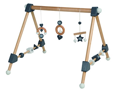 roba Spieltrapez, Aktivcenter mit höhenverstellbaren Spiel-und Greiftrainer, und Babyspielzeug aus Holz, mehrfarbig, H x B x T: 48 x 61 x 59 cm