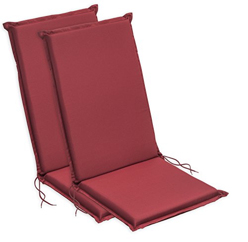 sleepling Outdoor 193927 2er Set Hochlehner Gartenstuhl Auflage 120 x 50 x 6 cm, Rot