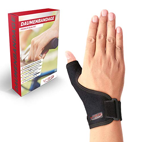 Vigo Sports medizinische (universal) Daumenbandage für links & rechts – Elastische Daumenschine für Damen & Herren | Daumenorthese z.B. für Sattelgelenk, Kapselriss & Sehnenscheidenentzündung etc.