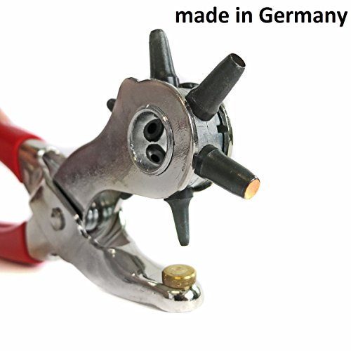 S&R PROFI Revolverlochzange /MADE IN GERMANY/ Lochzange mit 6 auswechselbaren Lochpfeifen 2 - 2,5 - 3 - 3,5 - 4 -5 mm | Gürtellochzange Stanzzange