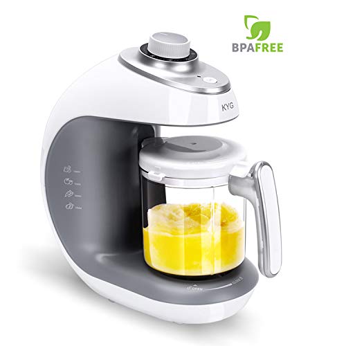 Babynahrungszubereiter KYG BFP-1800MT 5 in 1 Dampfgarer und Mixer für Babynahrung mit Dampfgaren Mixen Erwärmen Auftauen und Sterilisieren 220-240 V Baby Küchenmaschine (weiß)