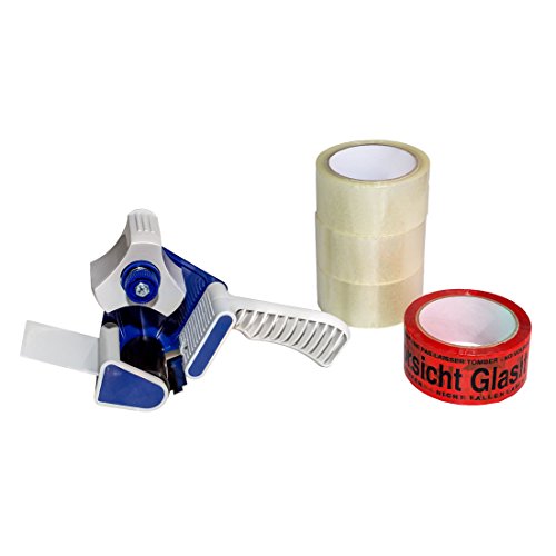 (0,02EUR/m) 4 Rollen Klebeband 66m 50mm Packband Paketband 1 Abroller Set 1