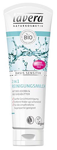 lavera 2in1 Reinigungsmilch basis sensitiv ∙ Sanft & gründlich ∙ Entfernt Make-Up schonend ∙ Gesichtsreinigung ∙ vegan  Bio  Naturkosmetik  Natural  Kosmetik Gesichtspflege 1er Pack (1x125 ml)