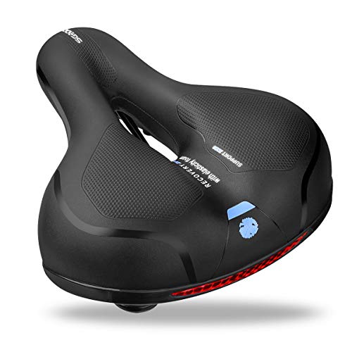 SGODDE Fahrradsattel, Langsame Rebound Memory Foam Fahrrad Sattel, Hohl Ergonomisch Fahrradsitz, Breiter Tourensattel, Wasserdichter und Atmungsaktiver MTB Sattel Herren Damen Schwarz 25 * 21cm