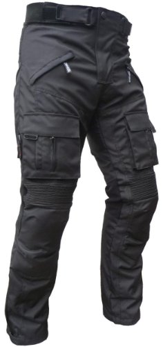 Sportliche Motorrad Hose Motorradhose Schwarz mit Oberschenkeltaschen Gr. L