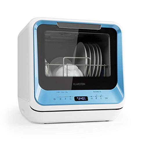 Klarstein Amazonia Mini Spülmaschine • Geschirrspüler • Geschirrspülmaschine • 6 Programme • 5 L Wasser benötigt • LED-Display • Touch • inkl. Zubehör • silber