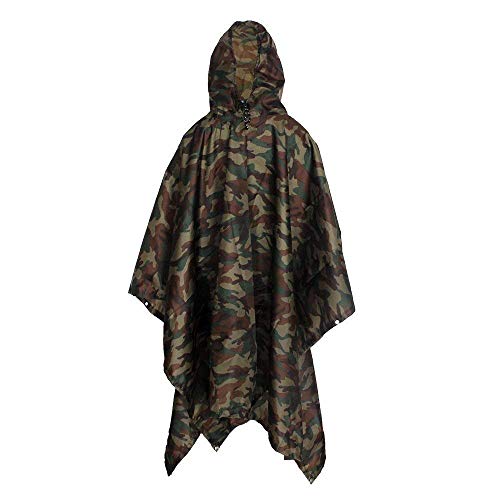 Azeekoom Regenjacken, Regenponcho, Regenmantel Wasserdicht Unisex Camping Zelt Campingdecke 3 in 1 Multifunktionaler Regencape für Picknick im Freien Trekking Camping Angeln Jagd Ausflug (Tarnung)