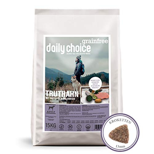 daily choice grainfree | 15 kg | Trockenfutter für Hunde | getreidefrei | Truthahn mit Kartoffeln und Erbsen | Monoprotein mit Frischfleisch | Enthält Chicorée, Grünlippmuschel und wertvolle Kräuter