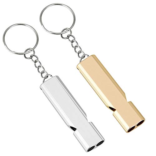 TANCUDER 2Pcs Survival-Pfeife Signalpfeife Notfallpfeife Trillerpfeife Edelstahl-Pfeife für Lebensrettend im Notfall Sportunterricht für Schule Gym Outdoor Camping extrem laut 120dB