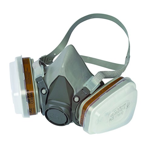 3M Mehrweg-Halbmaske 6002C / Halbmaske mit Wechselfiltern gegen organische Gase, Dämpfe & Partikel / Für Farbspritz- und Maschinenschleifarbeiten