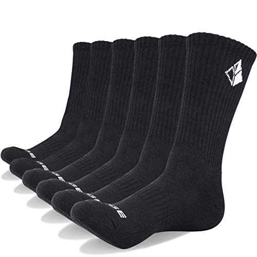 YUEDGE 6 Paar Socken für Männer Atmungsaktiv Trekking Wandersocken Herren SportSocken, Schwarz, Herren Schuh 43,5-46 EU Größe