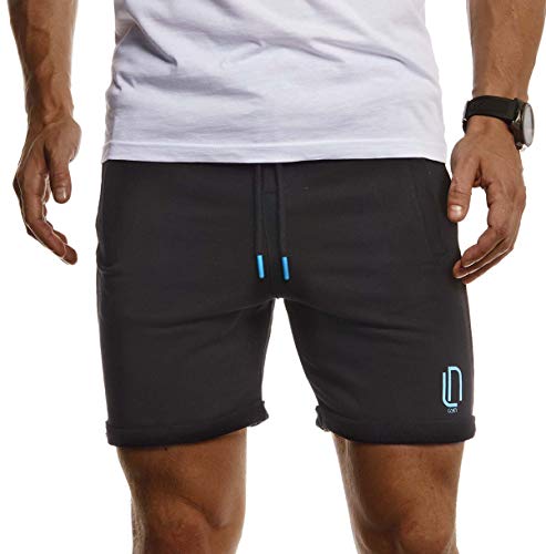 Leif Nelson Herren Jogging Shorts Kurze Trainingshose Sporthose Slim Fit Männer Kurze Fitnesshose Jogginghose Fitness-Short für Training Sport Bodybuilding LN8299; L; Schwarz-Türkis