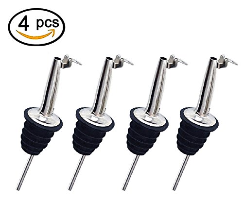 4 x Flaschenausgießer mit Klappe, Ariel-gxr Weinausgießer Metallkläppchen für Wein Schnaps Olivenöl Kaffee Sirup Essig Flaschen Kunststoffkorken Öl-Ausgießer