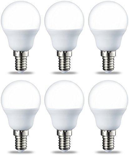 AmazonBasics E14 LED Lampe P45, Tropfenform, 5.5W (ersetzt 40W), warmweiß, 6er-Pack