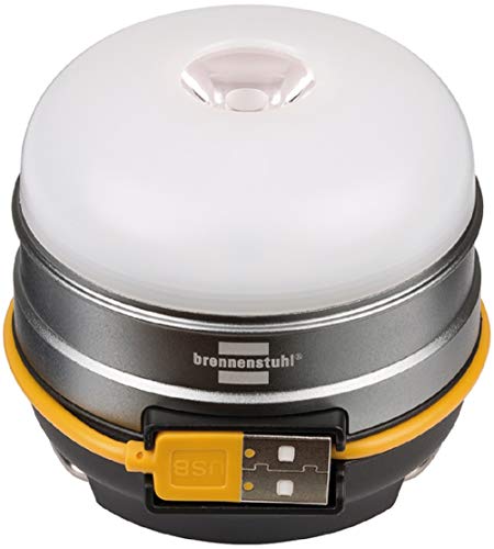 Brennenstuhl Akku LED Outdoor Campingleuchte Oli 0300 A (für außen, aufladbar und inkl. USB-Powerbank) silber