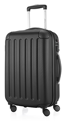 HAUPTSTADTKOFFER - Spree - Handgepäck Hartschalen-Koffer Trolley Rollkoffer Reisekoffer Erweiterbar, TSA, 4 Rollen, 55 cm, 42 Liter, Schwarz