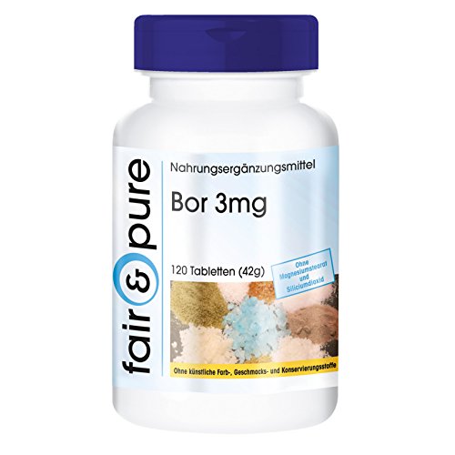 Bor 3mg (Boron) als Natriumtetraborat, vegan, Spurenelement, ohne Magnesiumstearat, 120 Tabletten, 4-Monatspackung