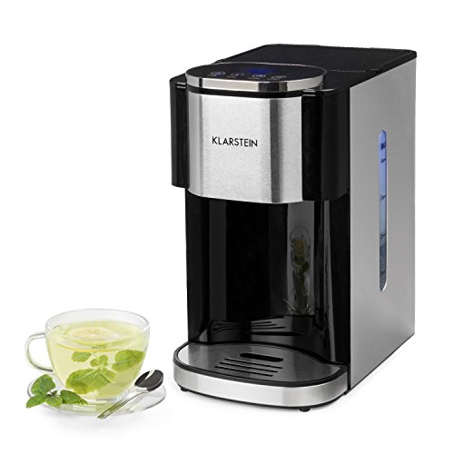 KLARSTEIN Hotcano - Heißwasserspender, Teekocher, Thermopot, 4 Liter, Touchoberfläche, abnehmbare Tropfwanne, gebürstetes Edelstahlgehäuse, 90 cm Kabellänge, inkl. Wasserfilter, Silber