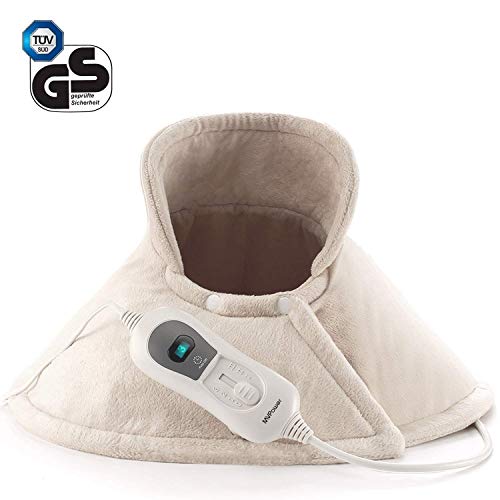 MVPower Heizkissen für Nacken Schulter und Rückenbereich 60 X 62 cm mit 3 Temperaturstufen und 90 Min Abschaltautomatik Wärmekissen Nacken Nackenwärmekissen