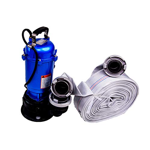 FÄKALIENPUMPE 550W M PUMPE WASSERPUMPE mit 2' STORZ C KUPPLUNG und 20m SCHLAUCH Tauchpumpe Schmutzwasserpumpe