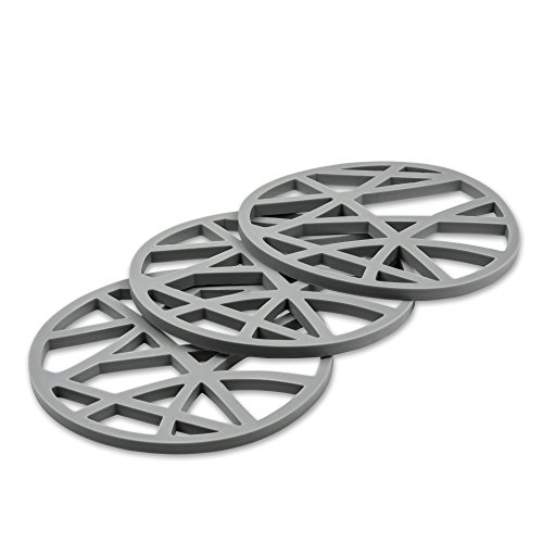 Oishii Heatmaster+ 3er Set Topfuntersetzer Circle, hitzebeständig, rund, 16 x 16 x 0.7 cm, grau