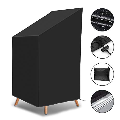 Vivibel Schutzhülle für Gartenstühle Schutzhülle Stuhl Stuhlabdeckung, Wasserdicht & Sie Wind &UV-Schutz -Abdeckung für Gartenstühle für Gartenstühle/P210D Oxford + PVC- 65 * 65 * 80/120 cm