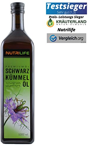 Schwarzkümmelöl • kaltgepresst • 100% naturrein und naturbelassen • !! UNGEFILTERT !! • 1000ml • Frischegarantie: täglich mühlenfrisch direkt vom Hersteller Kräuterland Natur-Ölmühle