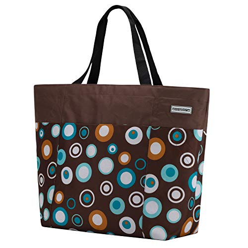 anndora XXL Shopper braun hellblau - Strandtasche 40 Liter Schultertasche Einkaufstasche